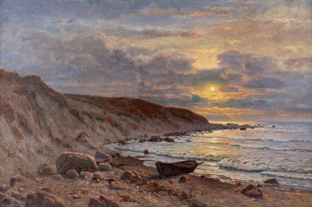 Wartan Mahokian (1869 – 1937) "Coucher de soleil sur la côte"-photo-2