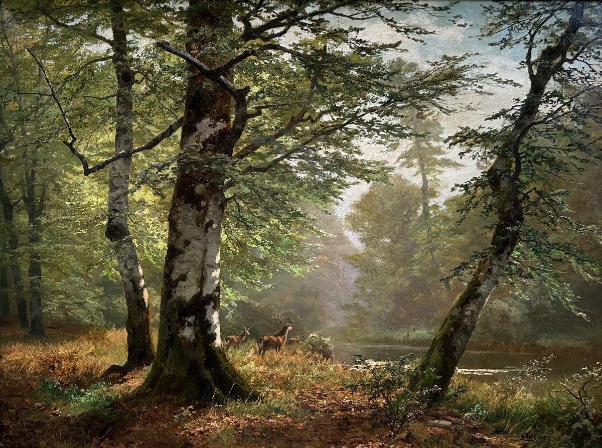 Heinrich Böhmer (düsseldorf, 1852 - 1930) Forest Landscape-photo-2