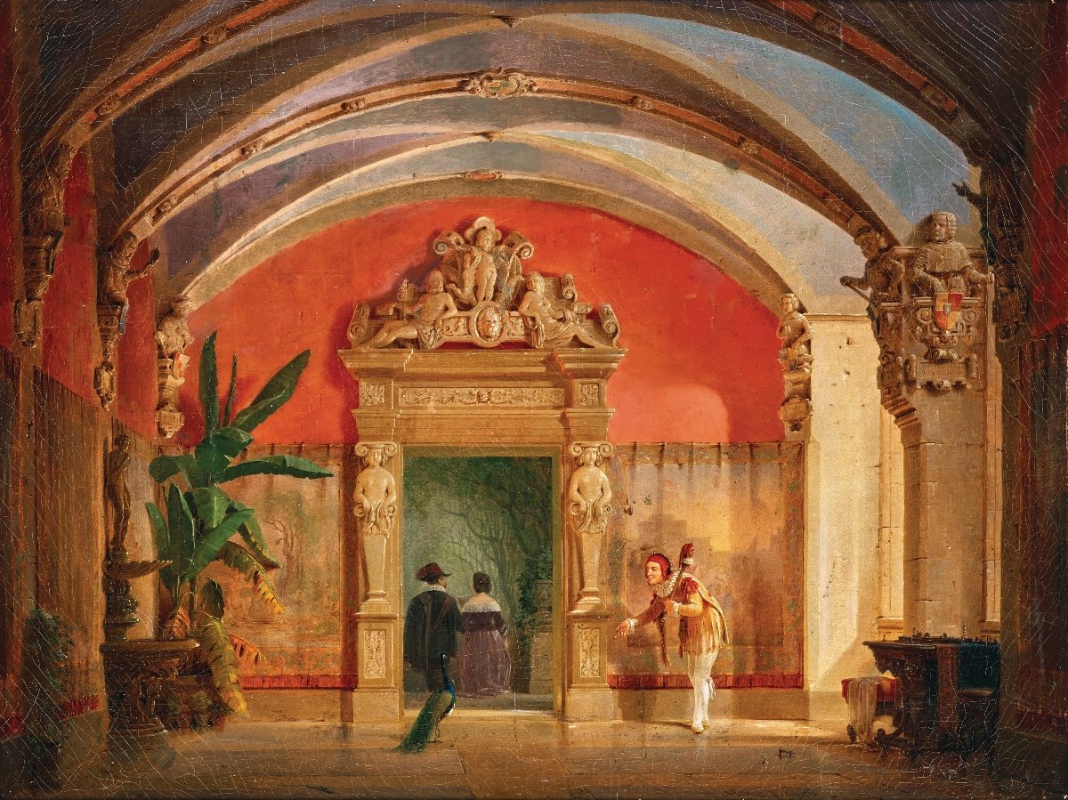 Herman Dyck (1812 - 1874) "renaissance Hall With View Of A Garden"-photo-2