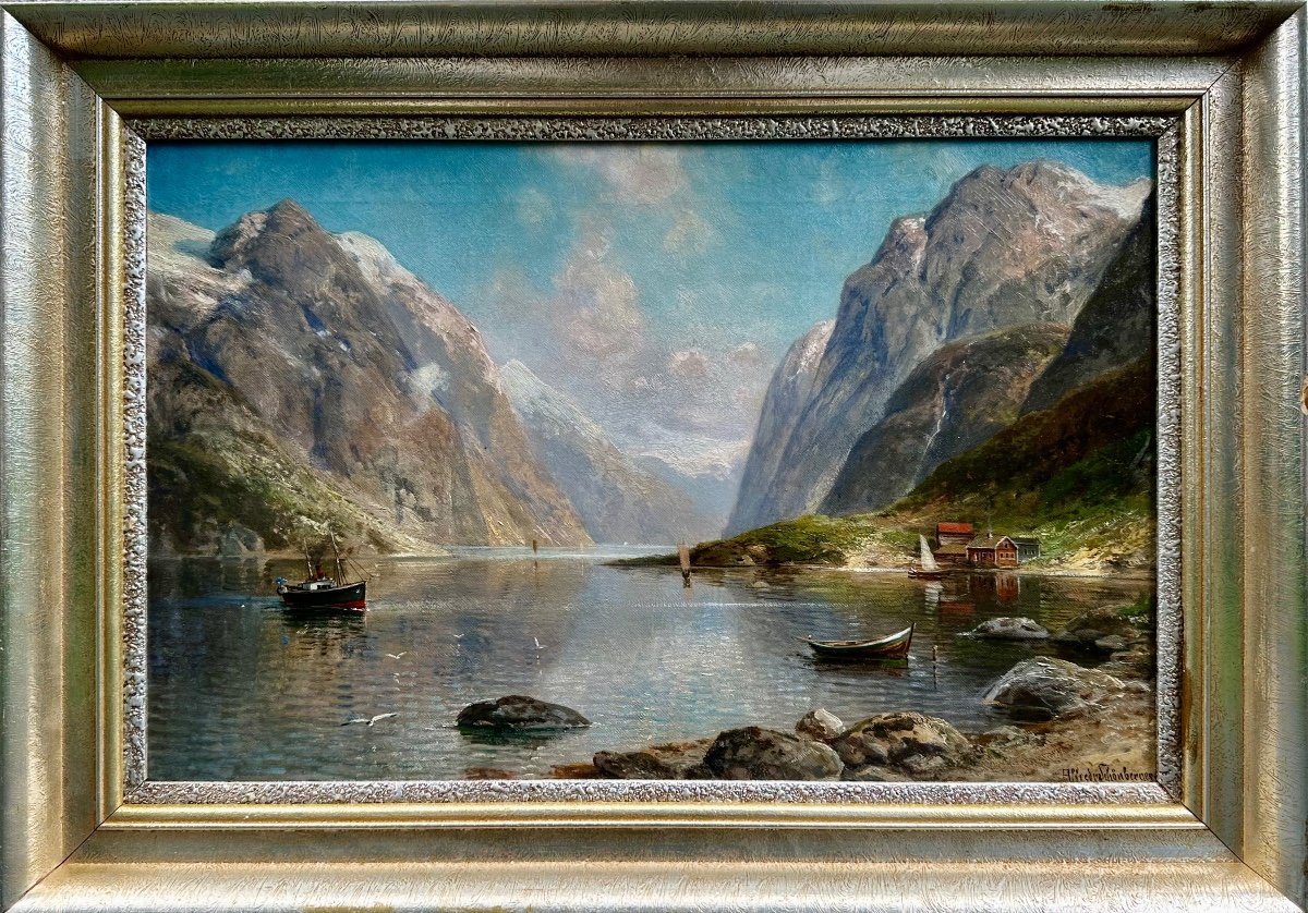 Alfred Von Schönberger (1845 - 1880) Fjord Landscape