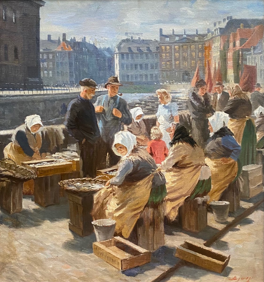 Søren Christian Bjulf (løgstør, 1890 - 1958) "Marché aux poissons de Copenhague"-photo-2