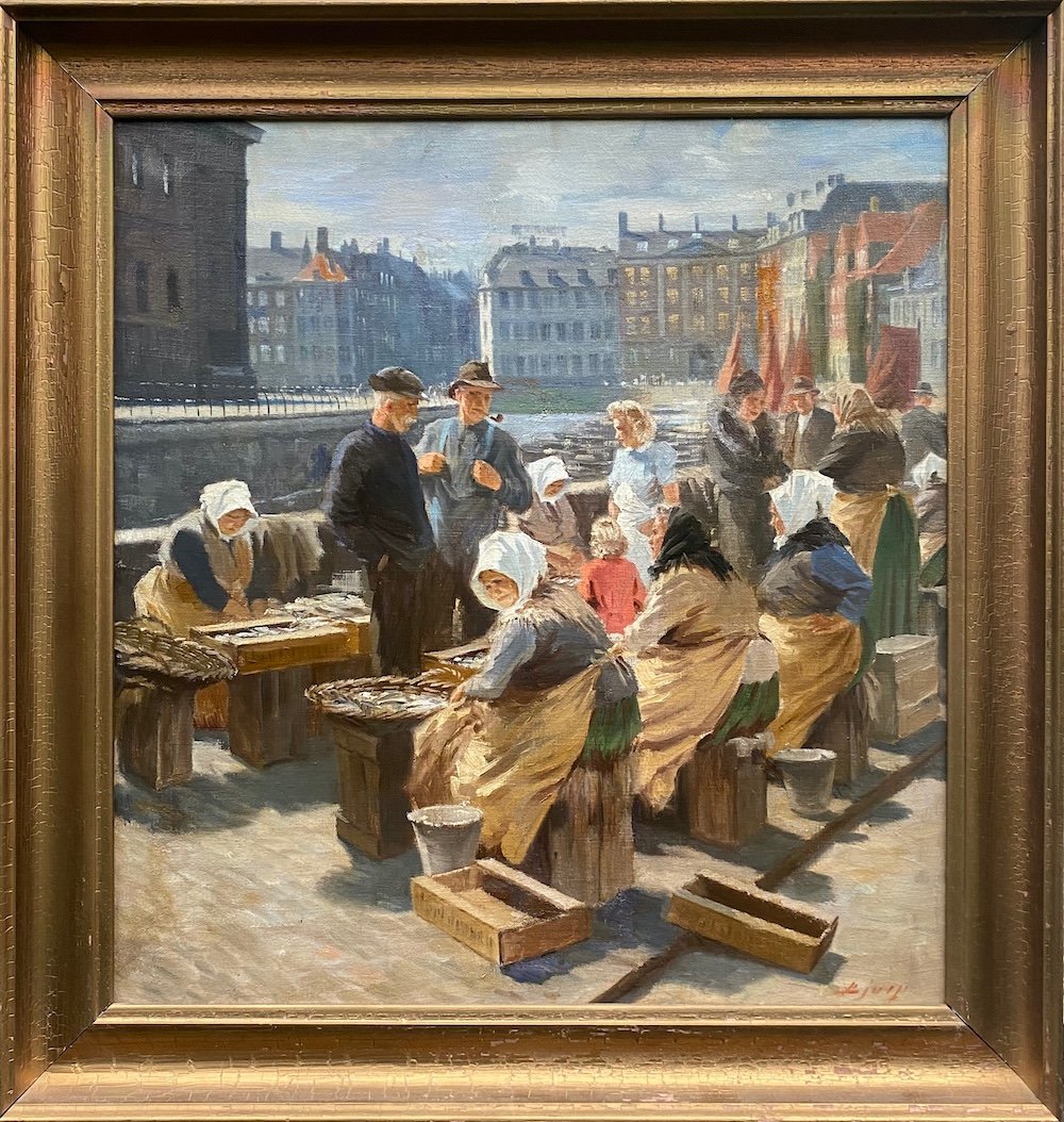 Søren Christian Bjulf (løgstør, 1890 - 1958) "Marché aux poissons de Copenhague"