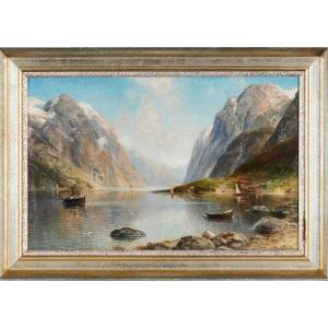 Alfred Von Schönberger (1845 - 1880) Fjord Landscape