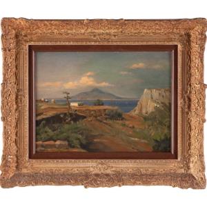 August Schaeffer "bay Of Naples With Vesuvius"