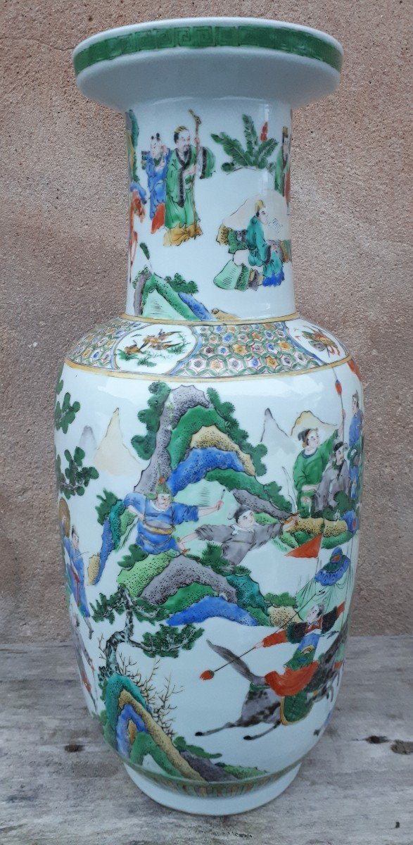 Vase Chinois En Porcelaine à Décor De Guerriers, Chine Dynastie Qing-photo-3