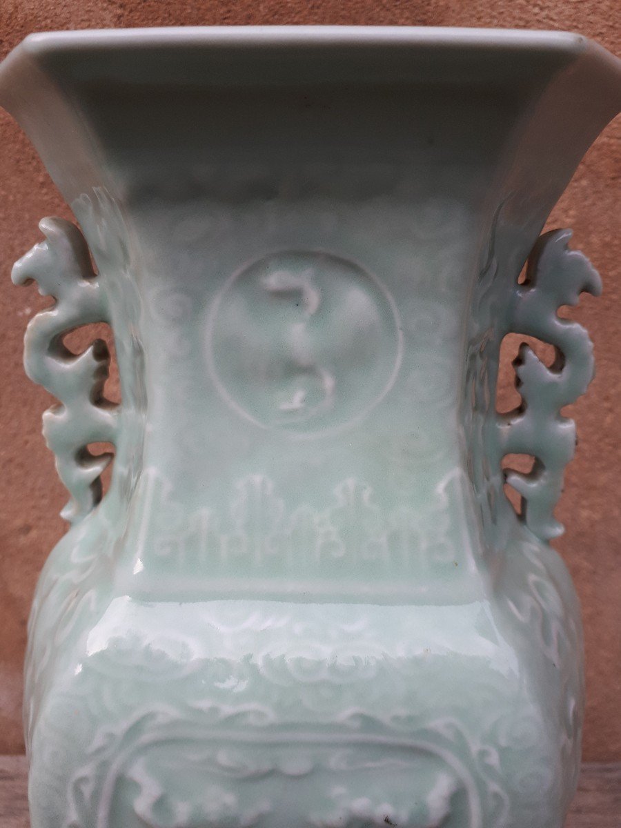 Chinese Celadon Vase (green Porcelain), China Daoguang Period-photo-4