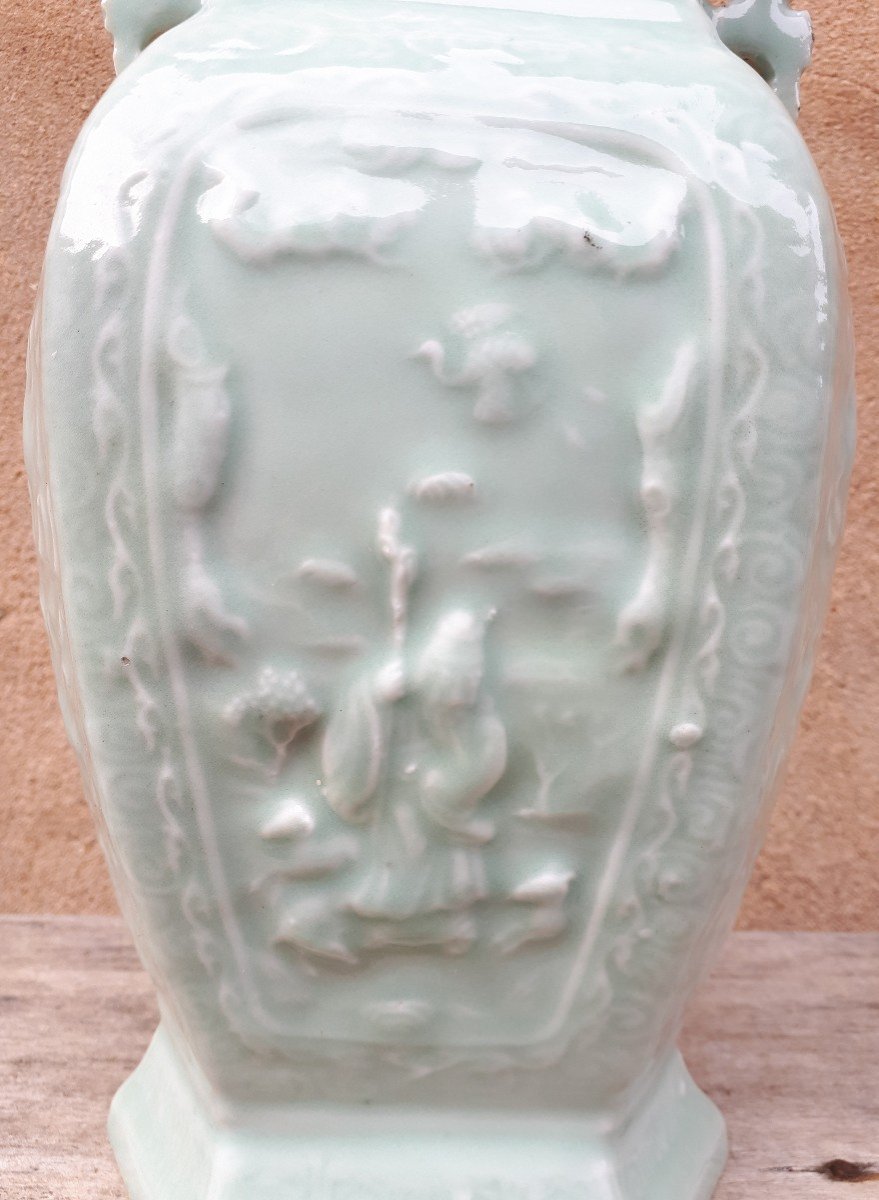 Chinese Celadon Vase (green Porcelain), China Daoguang Period-photo-5
