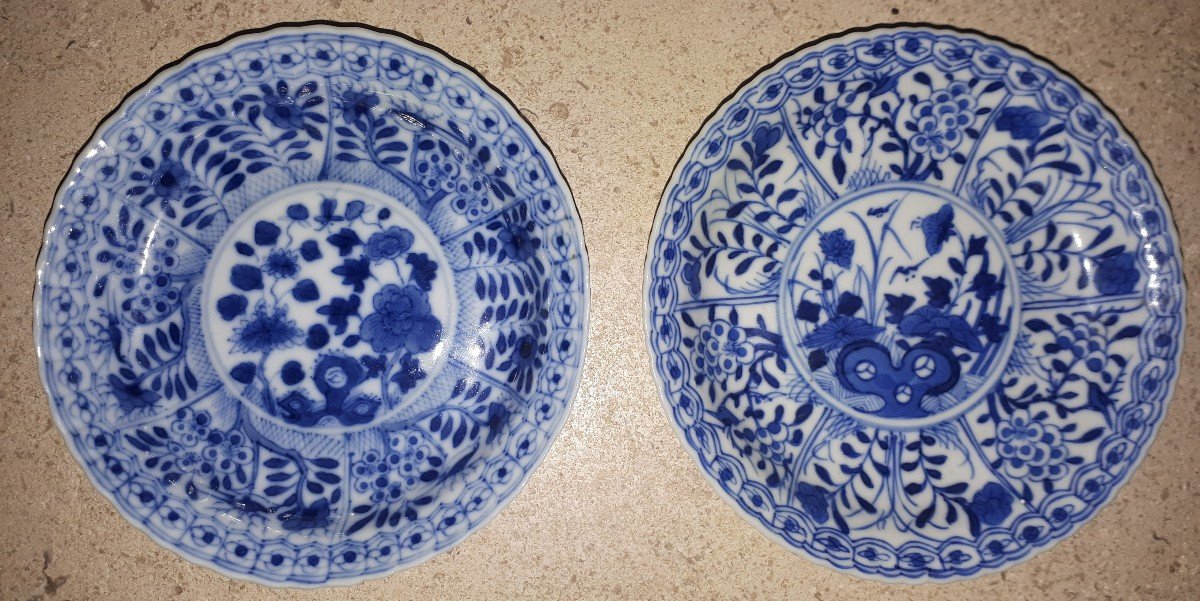 Pair Of Chinese Blue And White Cups And Saucers, China Kangxi Period-photo-8