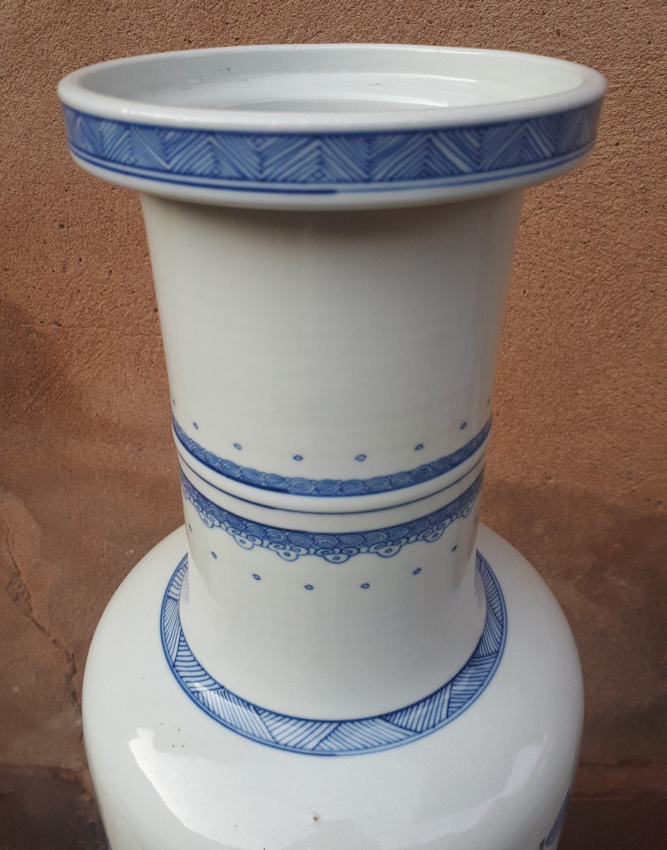 Important Chinese Blue White Porcelain Vase, China Late Qing Dynasty-photo-6