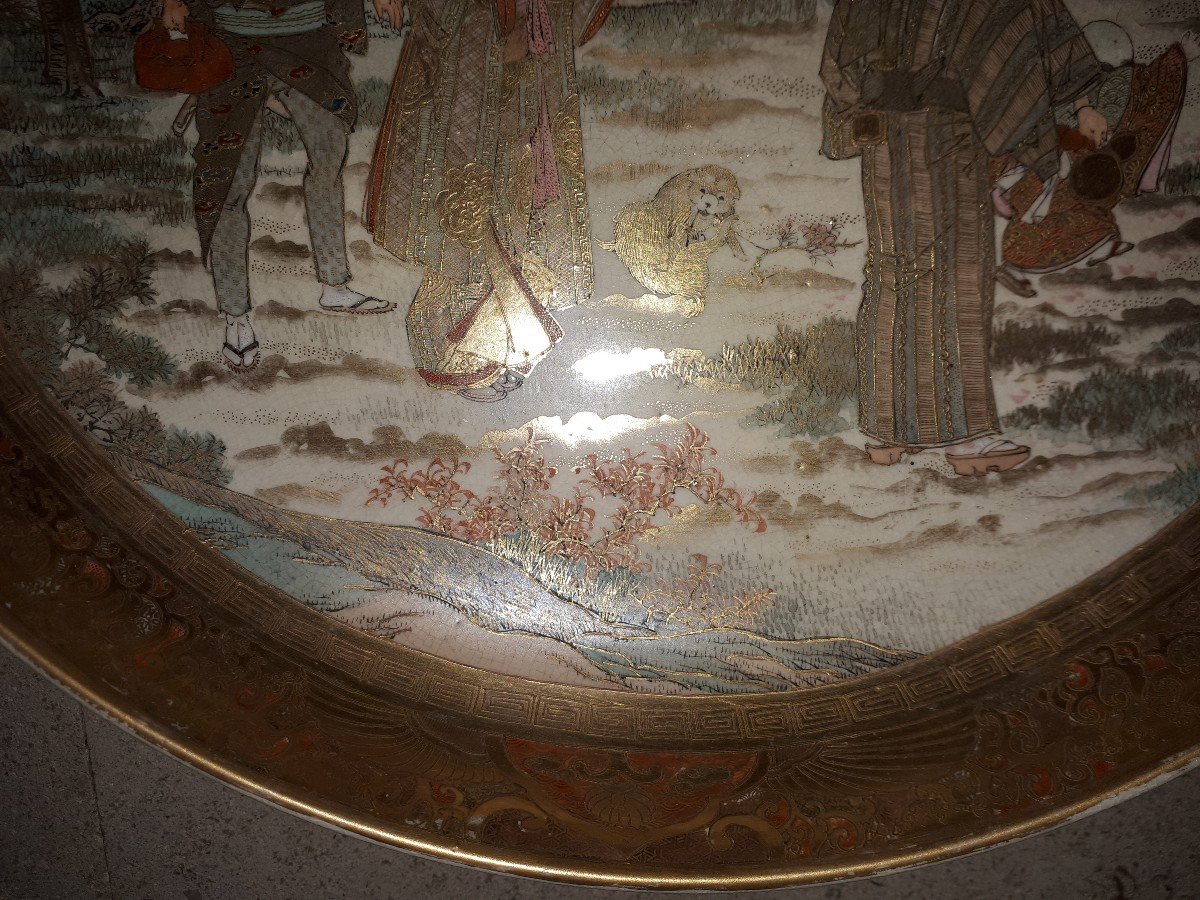 Japanese Satsuma Earthenware Dish, Meiji Era Japan-photo-3