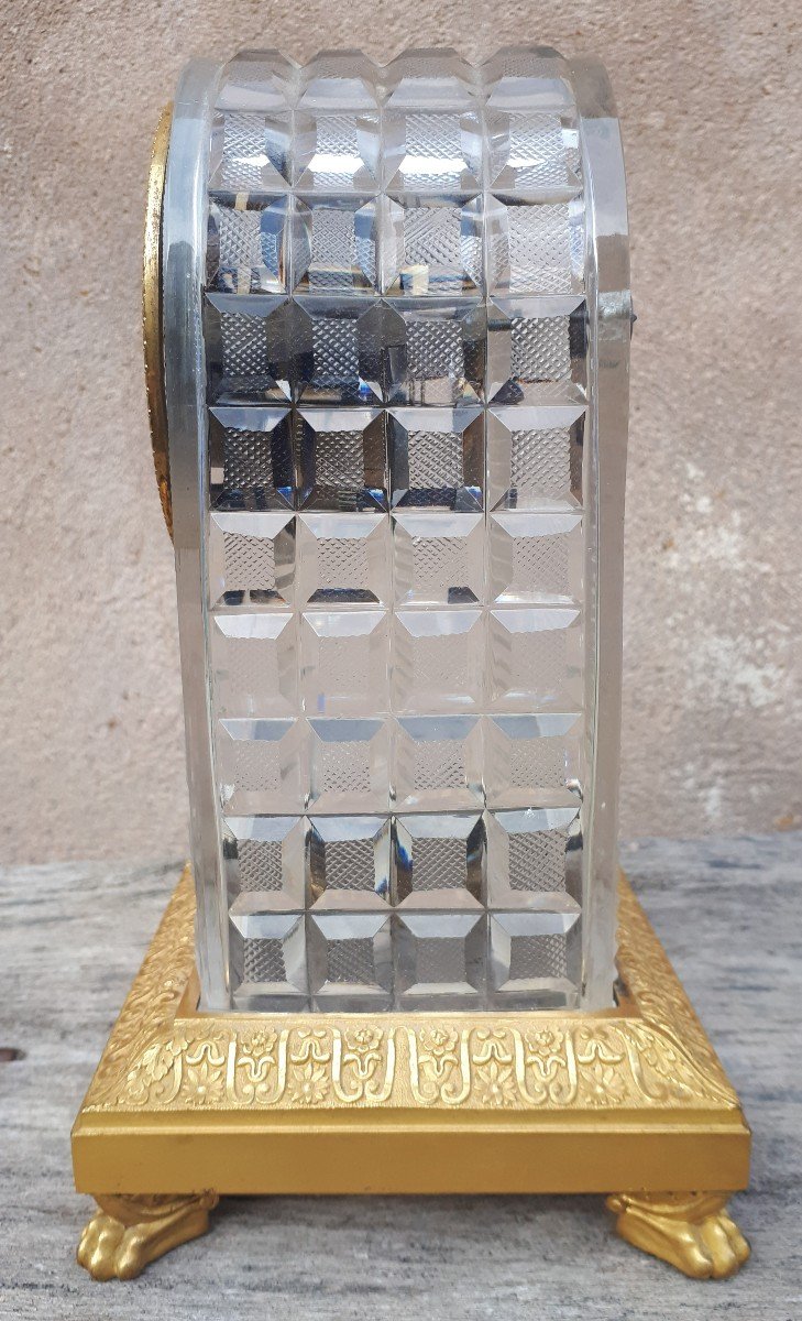 Pendule En Cristal Et Bronze Doré, Signée Lepaute à Paris, l'Escalier De Cristal-photo-3