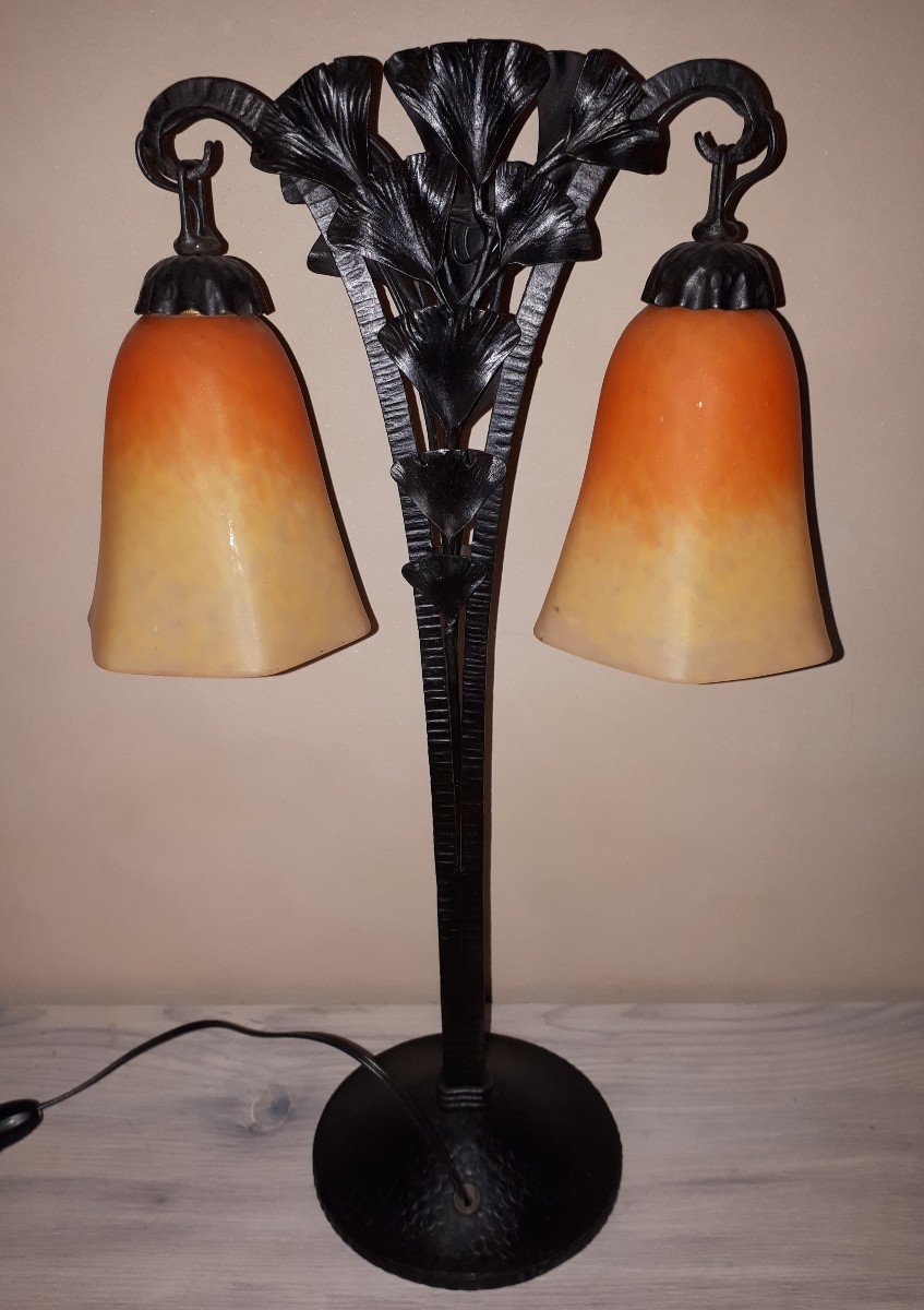 Art Deco Wrought Iron Lamp By Charles Schneider-photo-7