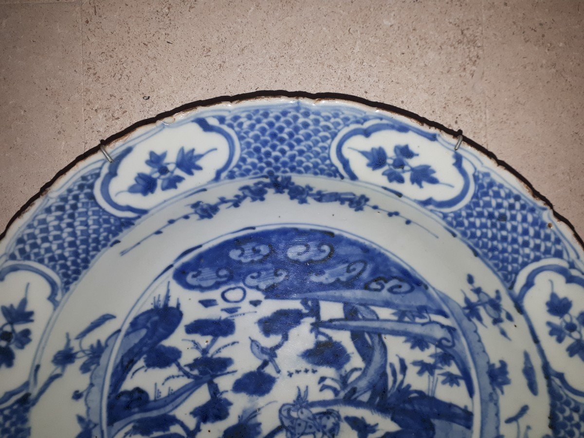 Grand Plat Chinois Bleu Blanc, Chine Dynastie Ming-photo-2