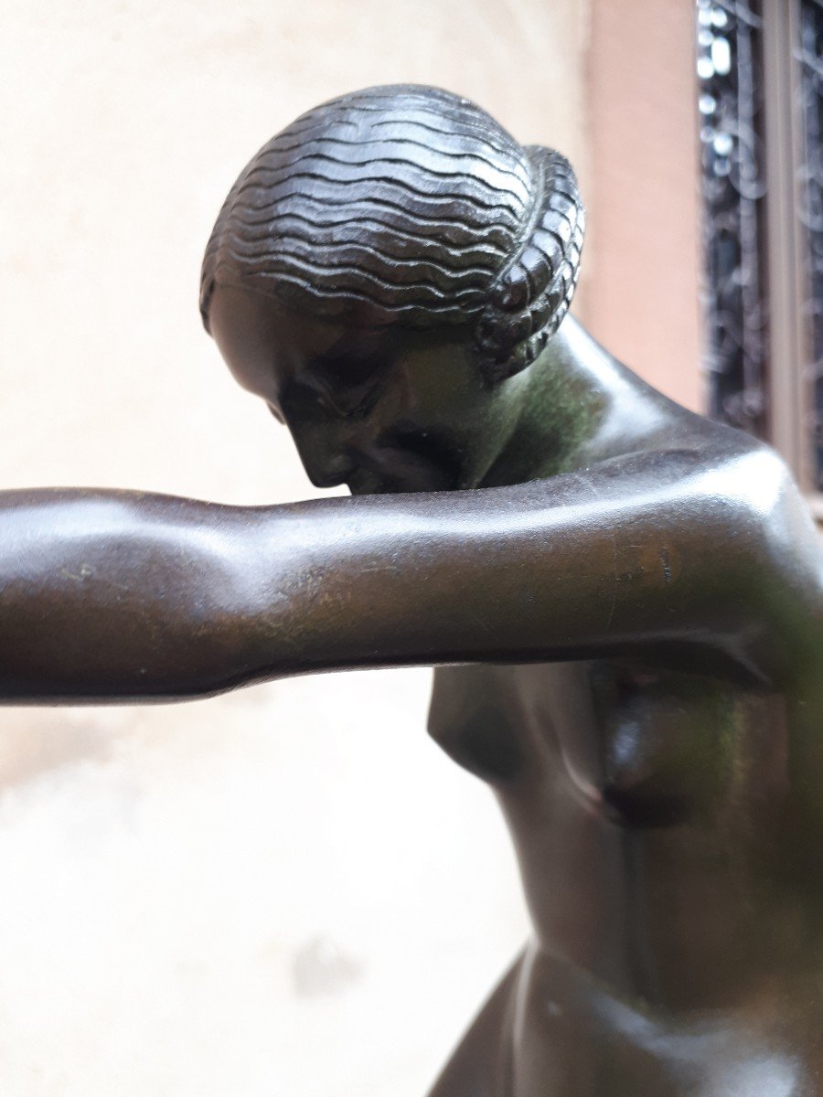 Important Art Deco Bronze Sculpture, By Claire Jeanne Roberte Colinet-photo-1