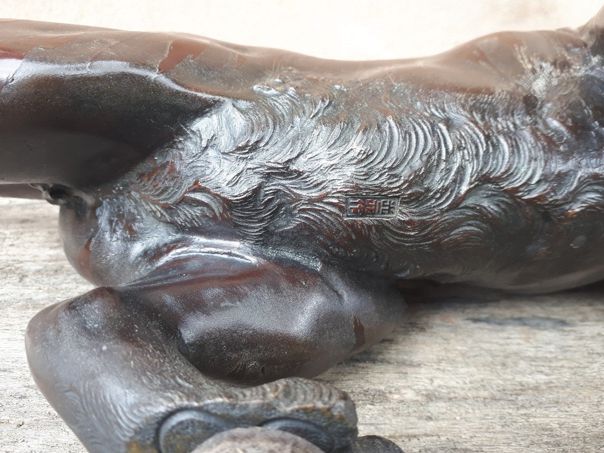 Okimono - Sculpture En Bronze d'Un Tigre, Japon ère Meiji-photo-7