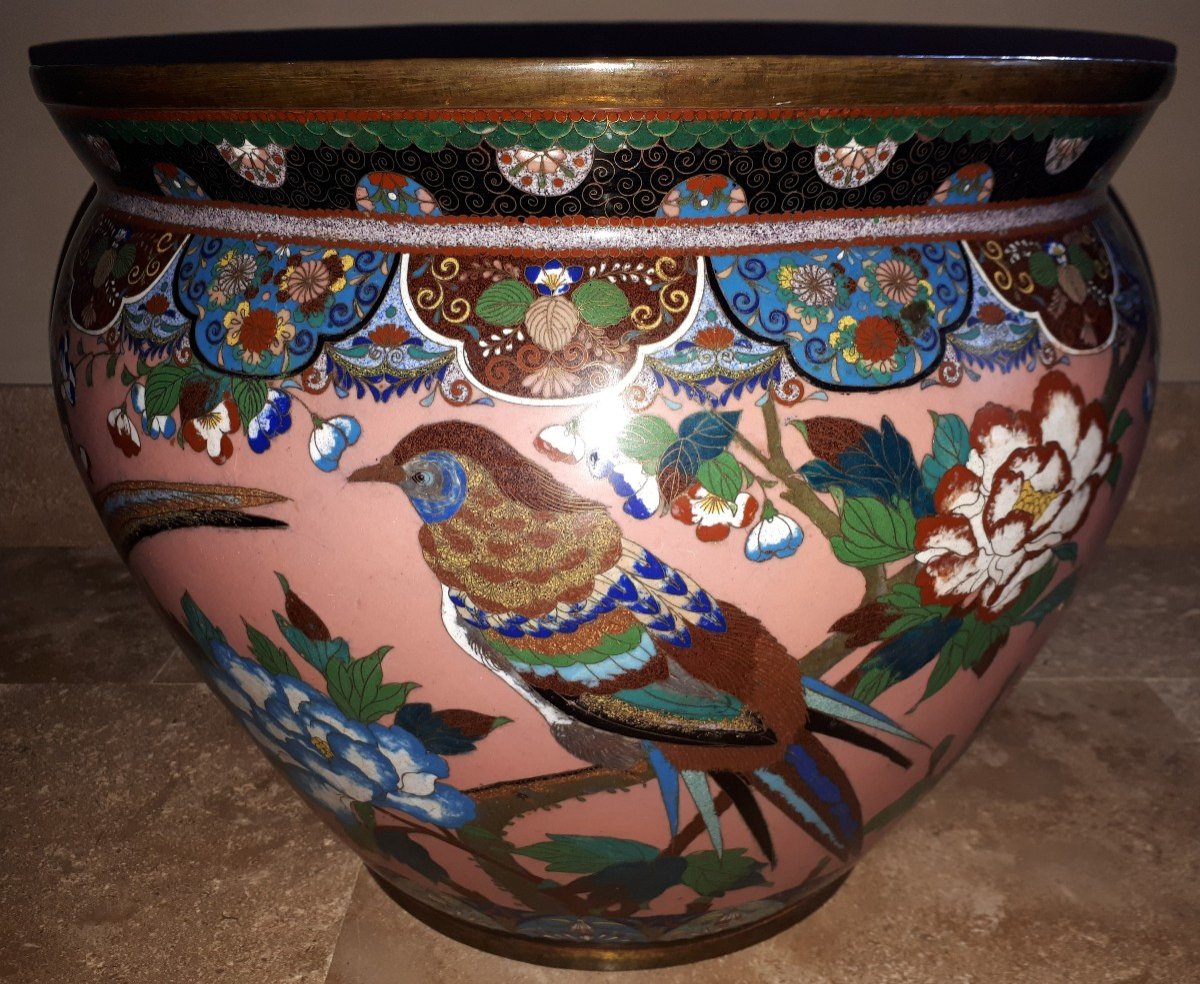 Important Cloisonne Enamel Planter, Japan Meiji Era-photo-3