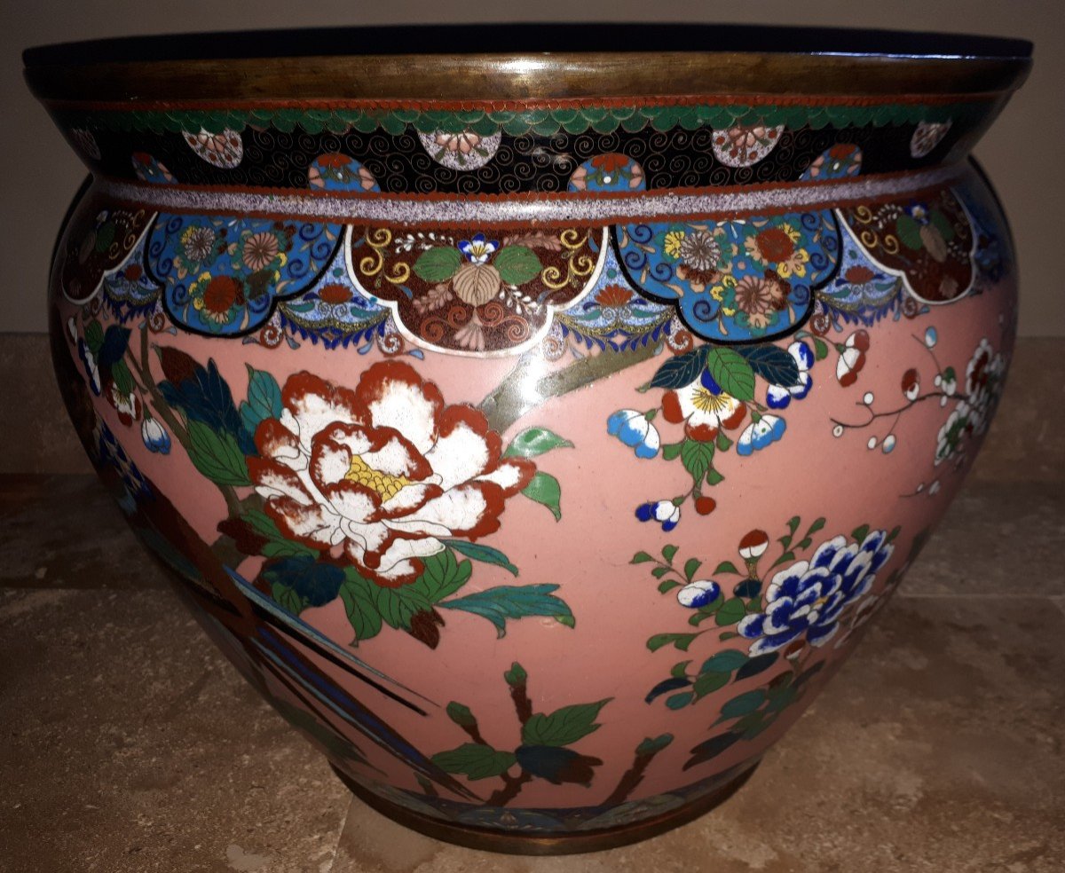 Important Cloisonne Enamel Planter, Japan Meiji Era-photo-5