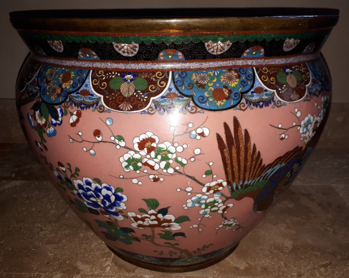 Important Cloisonne Enamel Planter, Japan Meiji Era-photo-6