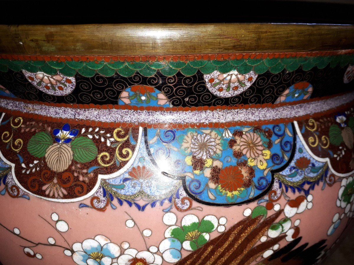 Important Cloisonne Enamel Planter, Japan Meiji Era-photo-7