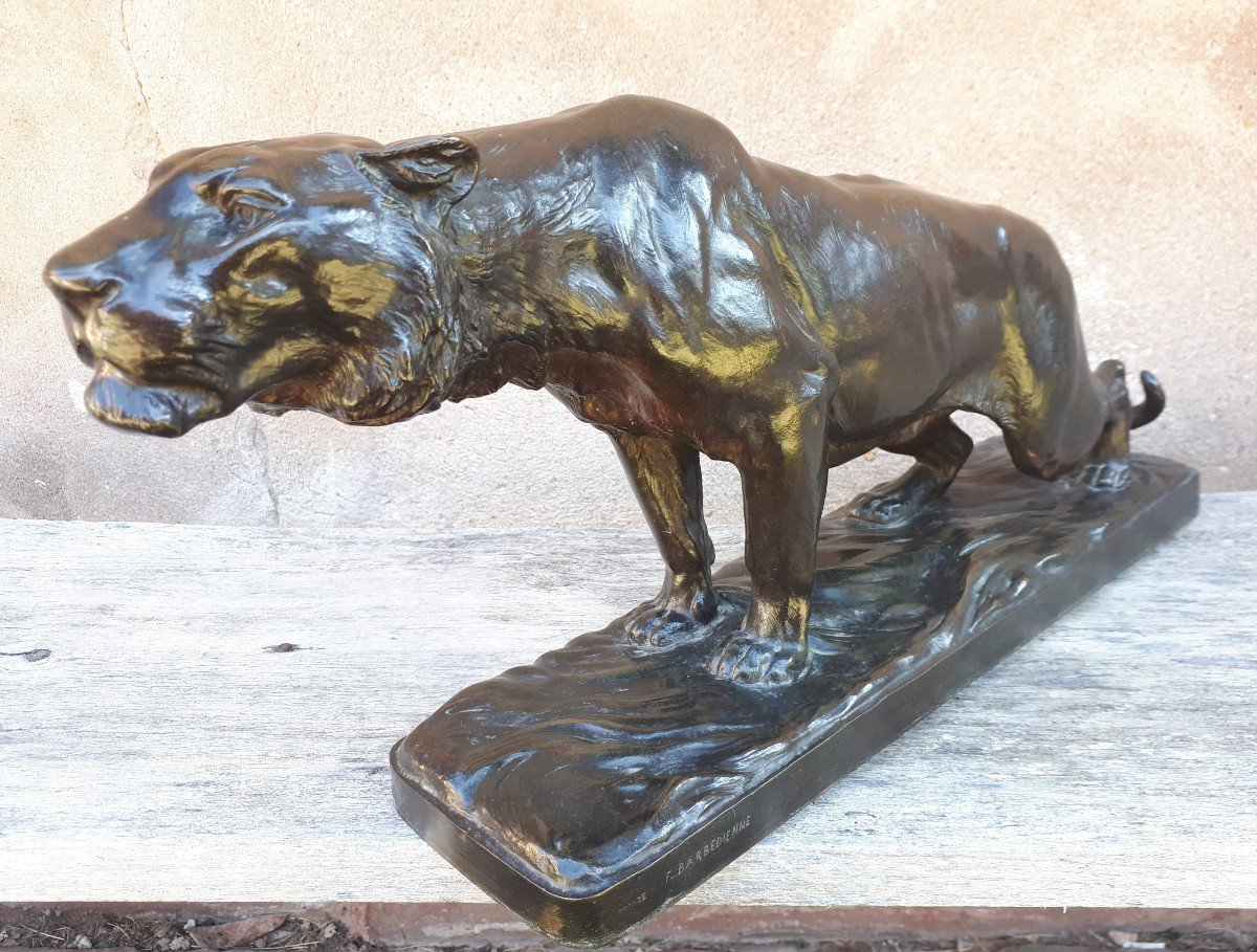 Bronze Sculpture Of A Tiger On The Prowl, By Georges Gardet-photo-1