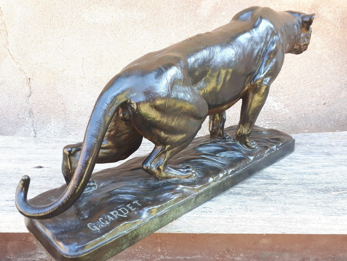 Bronze Sculpture Of A Tiger On The Prowl, By Georges Gardet-photo-6