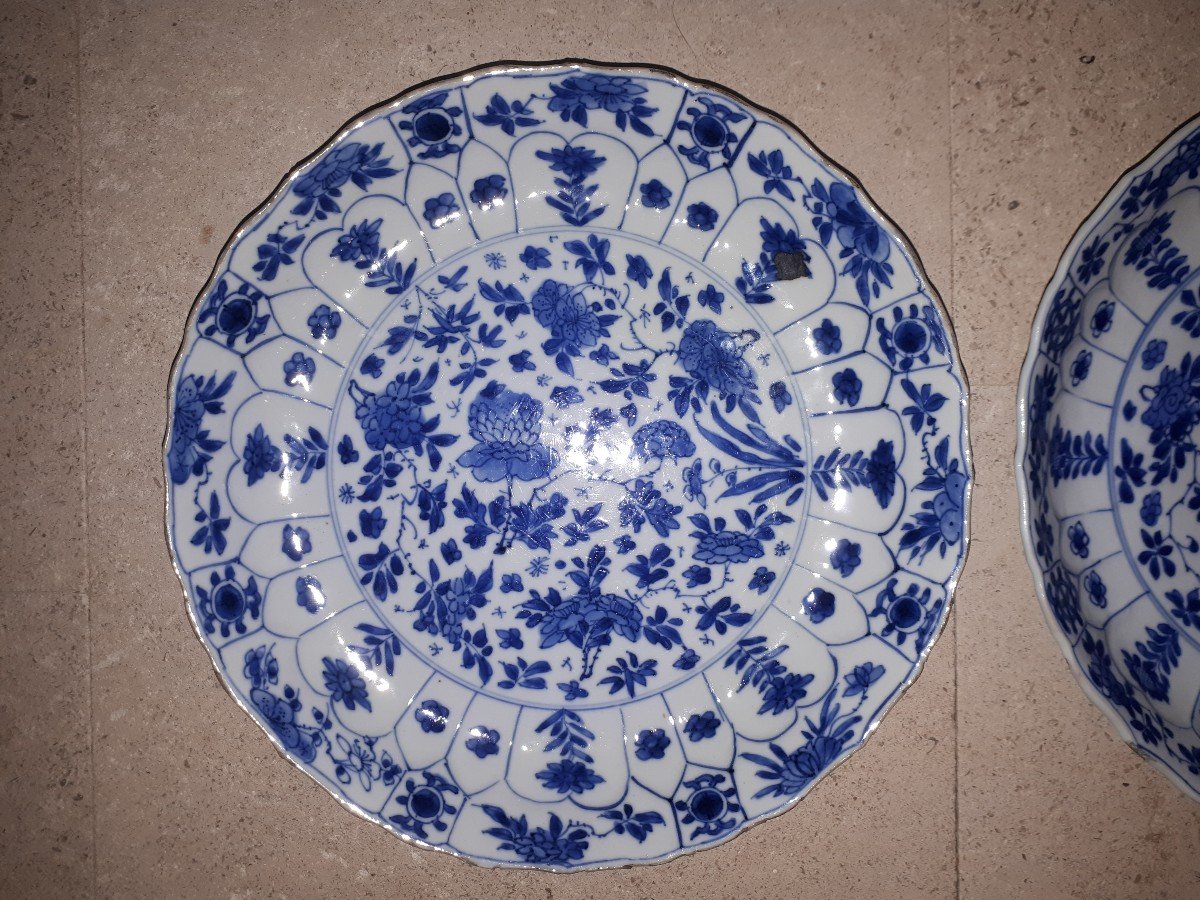 Pair Of Chinese Blue And White Plates, Kangxi Period China-photo-2