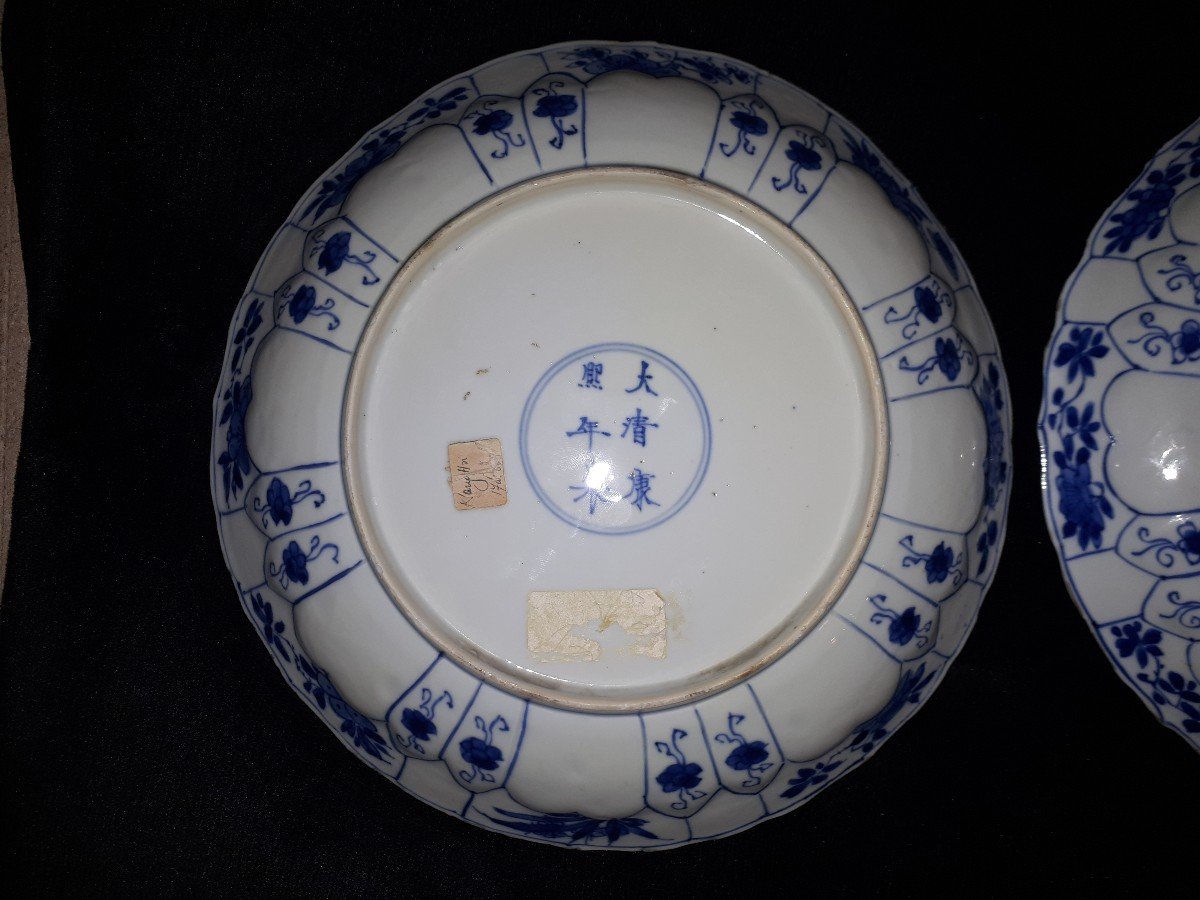 Pair Of Chinese Blue And White Plates, Kangxi Period China-photo-3