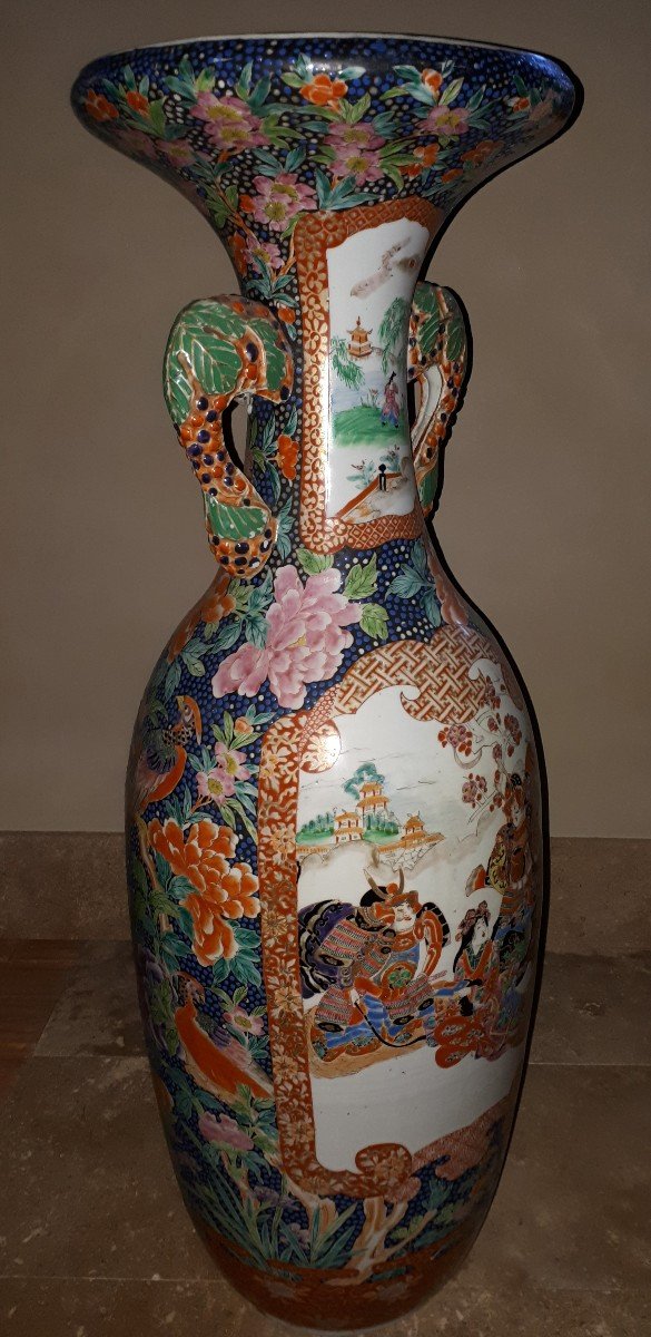 Important Japanese Arita Porcelain Vase With Imari Samurai Decoration, Japan 19th Century-photo-4