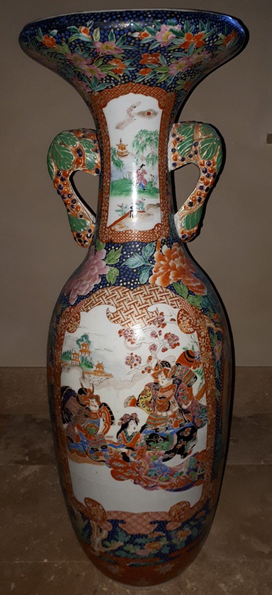 Important Japanese Arita Porcelain Vase With Imari Samurai Decoration, Japan 19th Century-photo-1