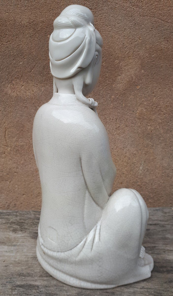 Sculpture Guanyin Blanc De Chine, Dynastie Qing-photo-1