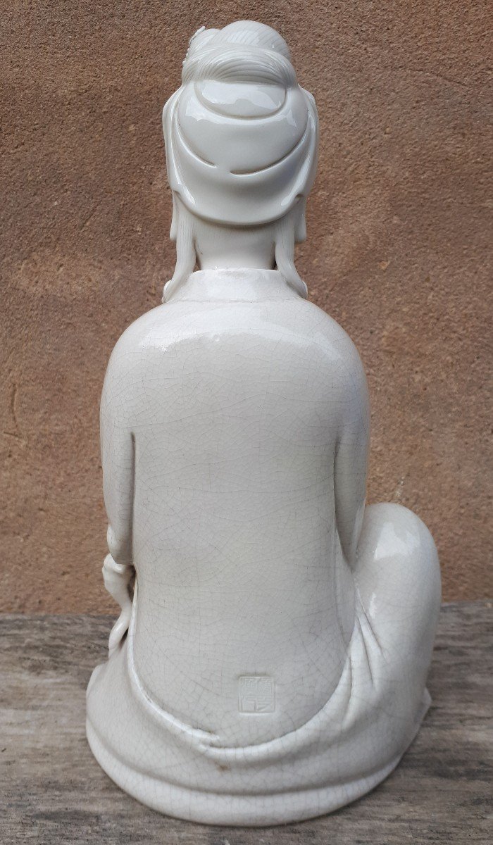 Sculpture Guanyin Blanc De Chine, Dynastie Qing-photo-2