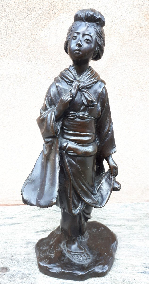 Okimono - Sculpture En Bronze Par Genryusai Seiya, Japon ère Meiji