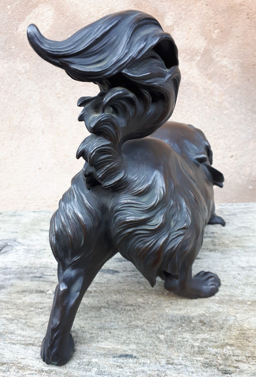 Okimono - Sculpture En Bronze d'Un Chiot, Japon ère Meiji-photo-2