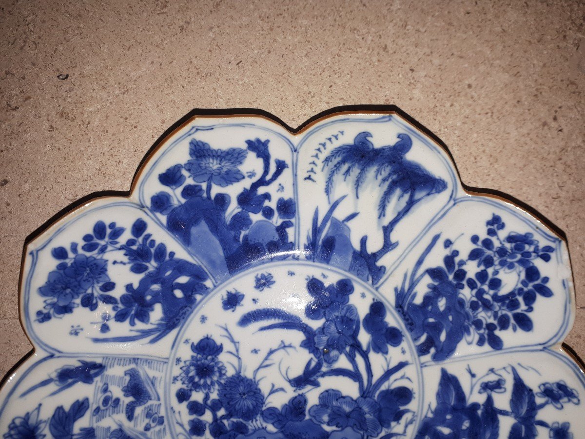 Chinese Blue And White Lotus Flower Plate, Kangxi Period China-photo-3