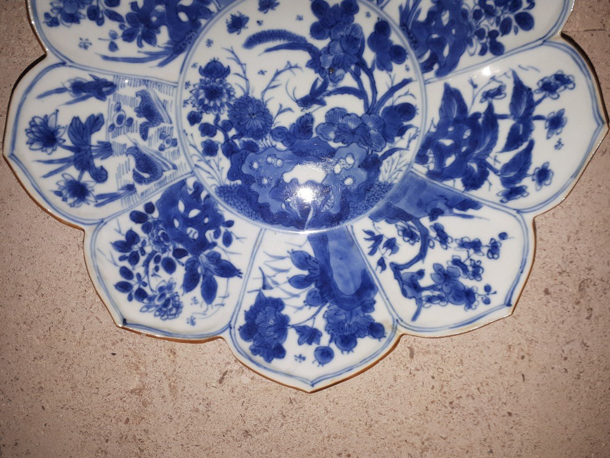 Chinese Blue And White Lotus Flower Plate, Kangxi Period China-photo-1