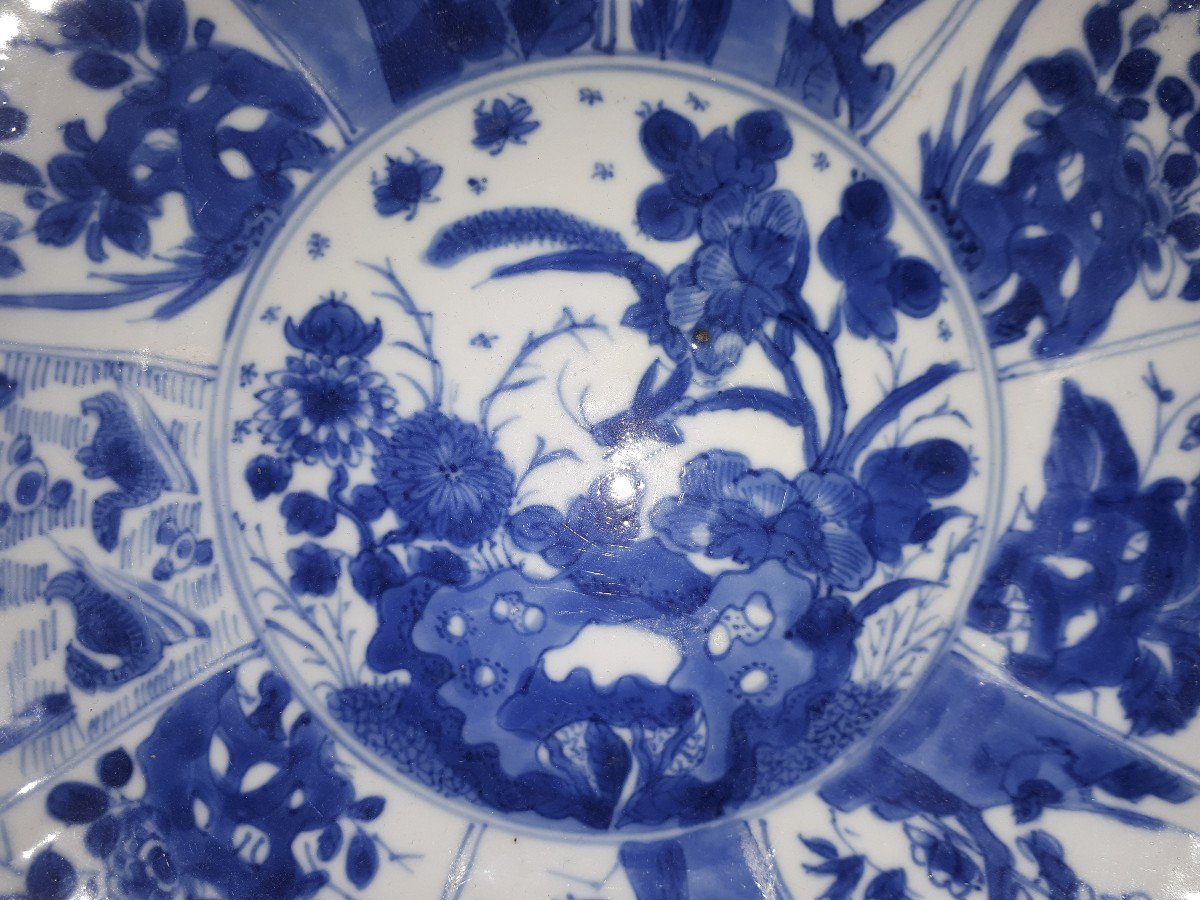 Chinese Blue And White Lotus Flower Plate, Kangxi Period China-photo-3