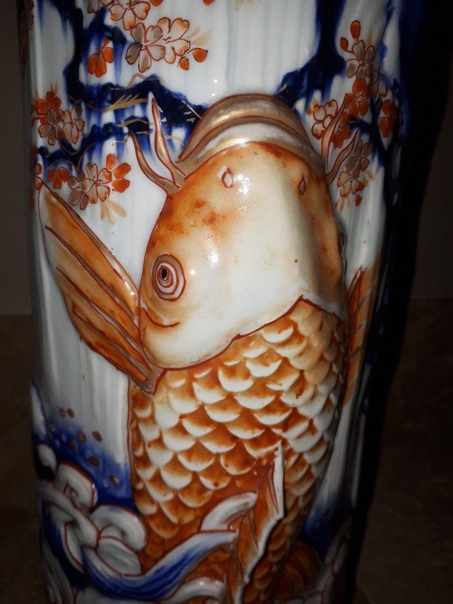 Arita Porcelain Vases With Carps Decoration, Meiji Era Japan-photo-7