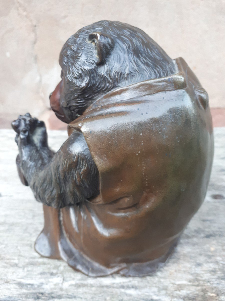 Okimono - Sculpture En Bronze d'Un Singe Par Masatsune, Japon ère Meiji-photo-2