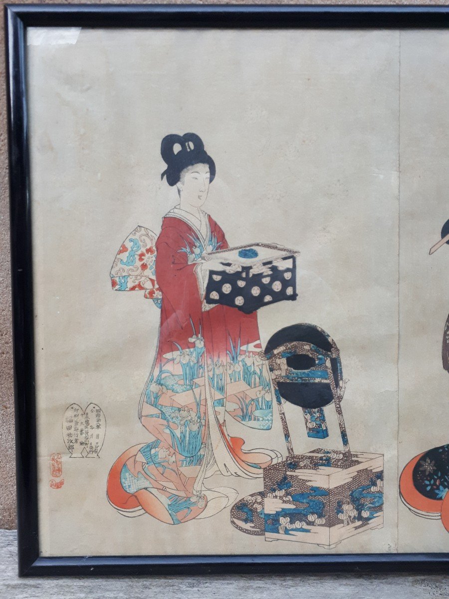 Two Original Woodblock Prints By Chikanobu Yoshu, Japan Meiji Era-photo-2