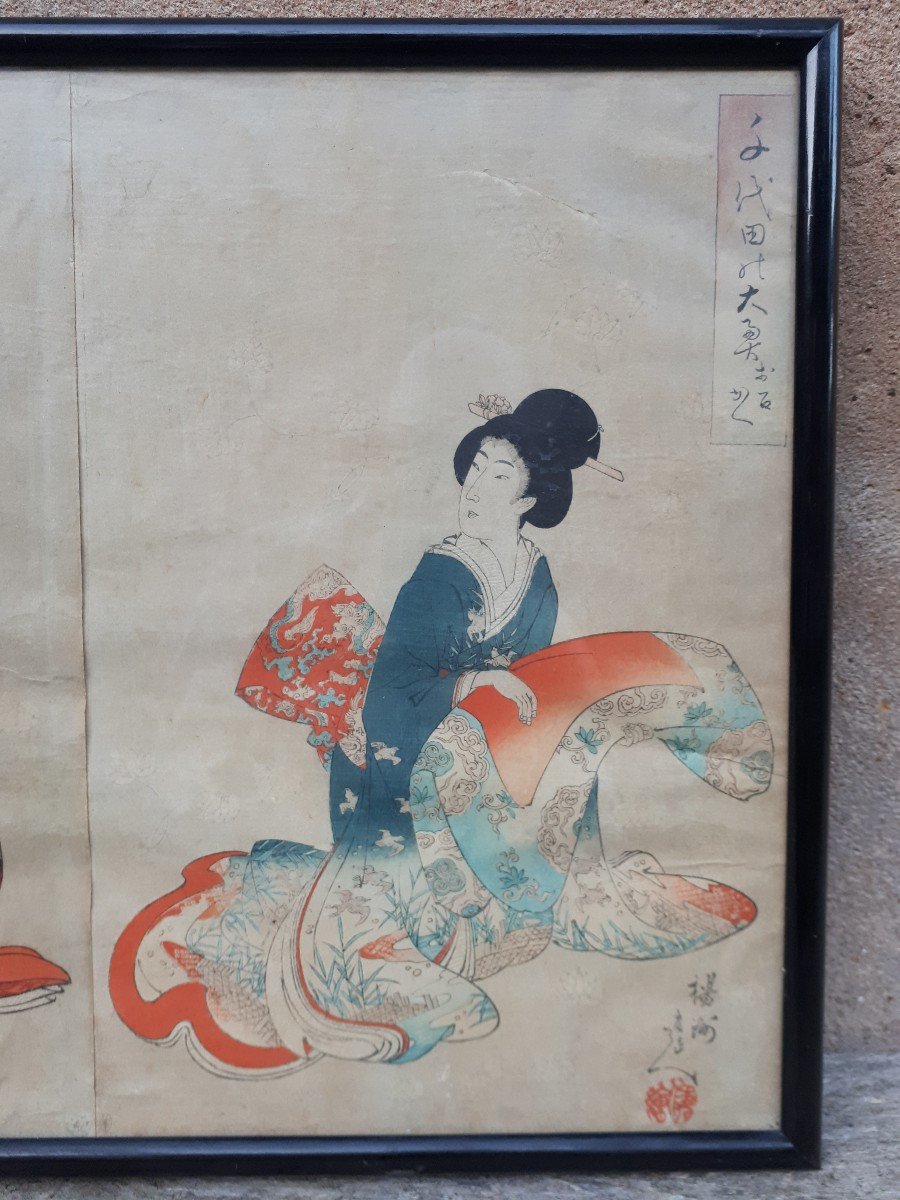 Two Original Woodblock Prints By Chikanobu Yoshu, Japan Meiji Era-photo-4