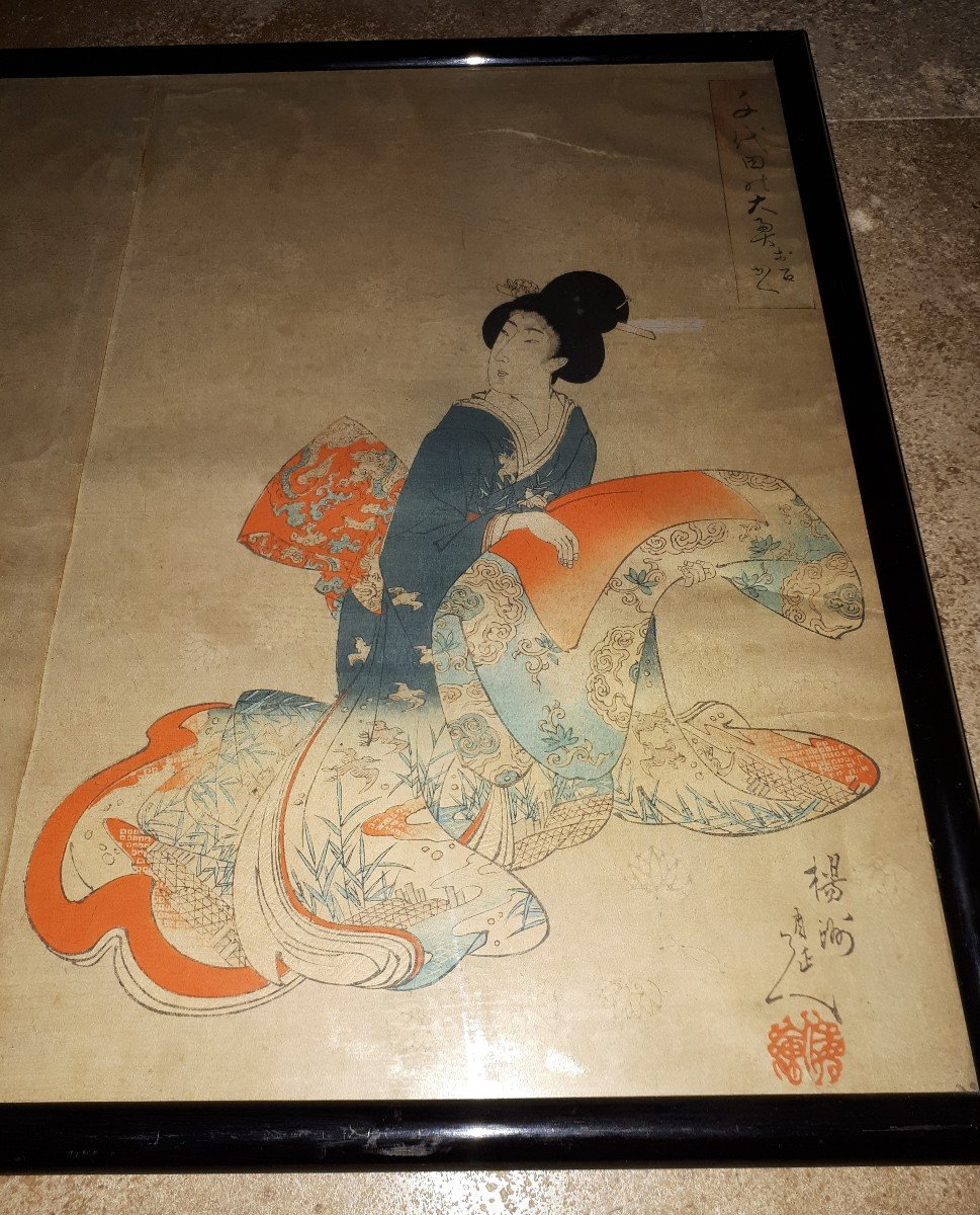 Two Original Woodblock Prints By Chikanobu Yoshu, Japan Meiji Era-photo-4