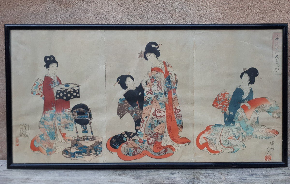 Two Original Woodblock Prints By Chikanobu Yoshu, Japan Meiji Era