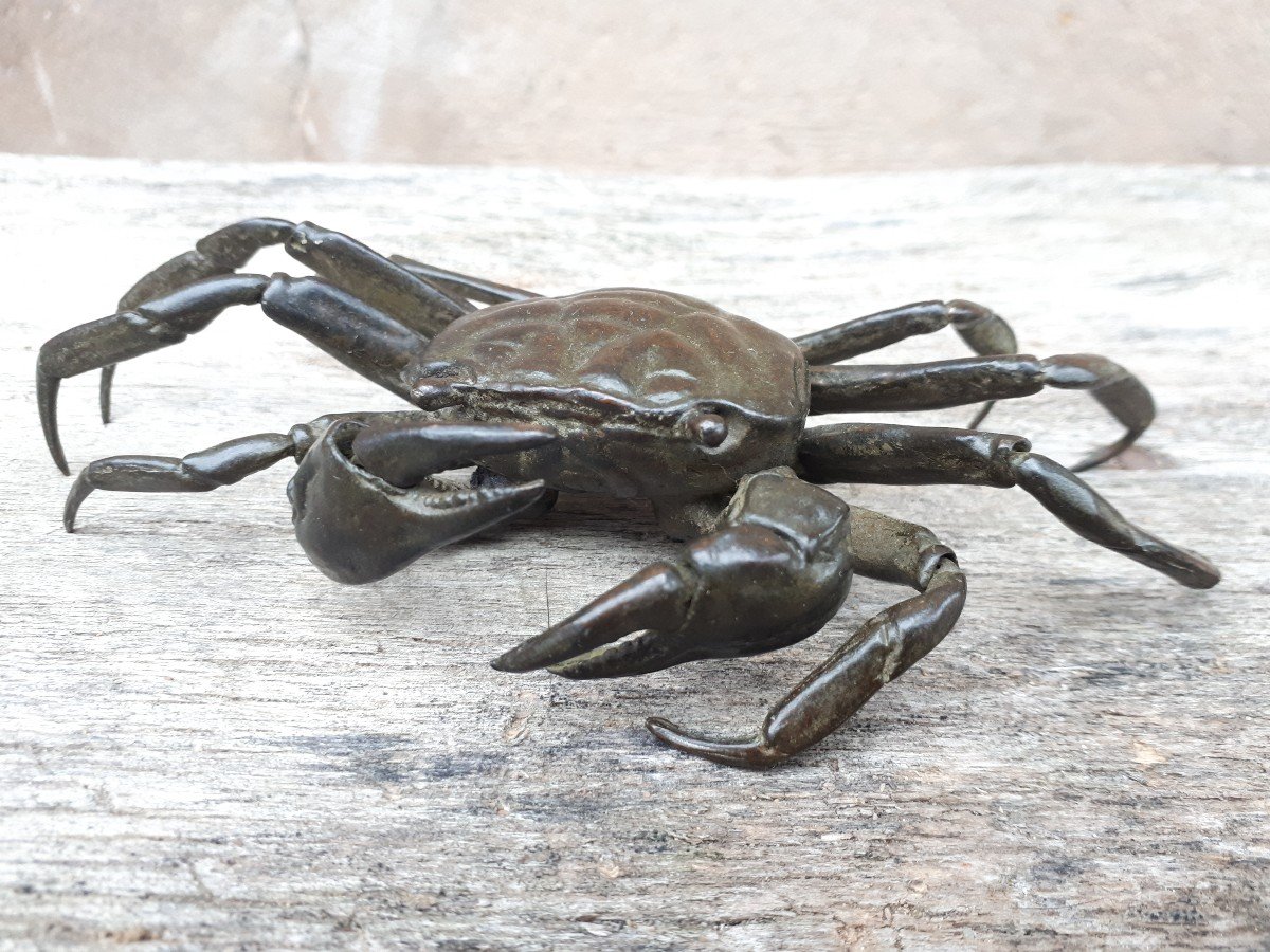 Jizai Okimono Représentant Un Crabe, Japon ère Meiji-photo-2