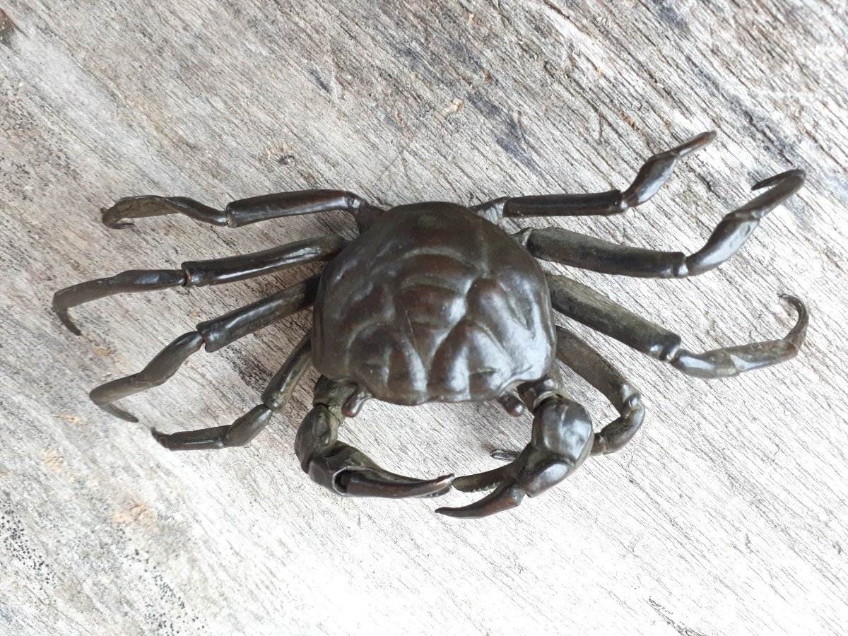 Jizai Okimono Représentant Un Crabe, Japon ère Meiji-photo-4