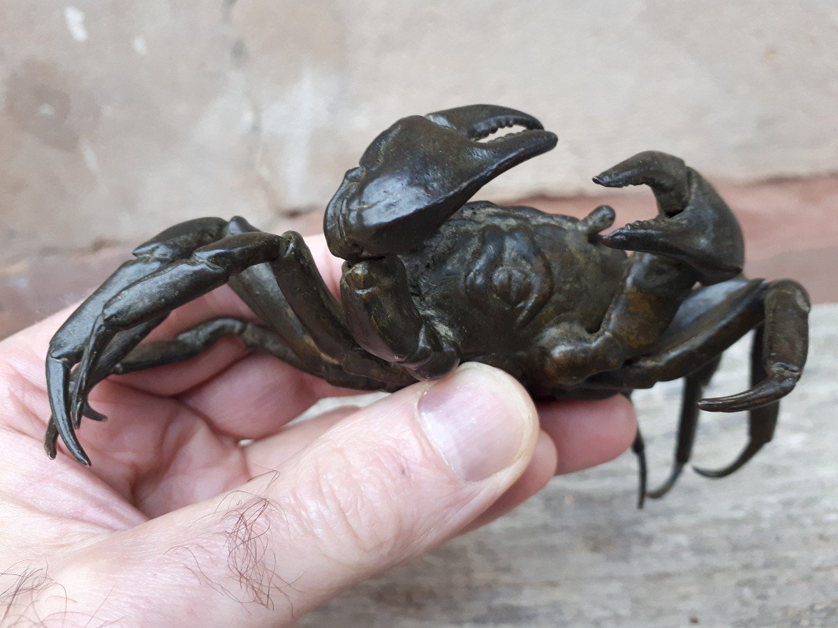 Jizai Okimono Représentant Un Crabe, Japon ère Meiji-photo-6