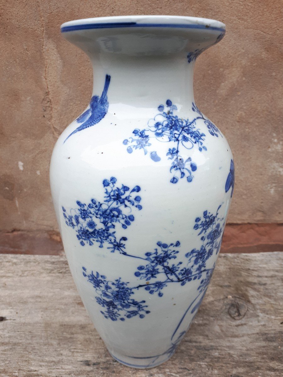 Vase Japonais En Porcelaine Bleu Blanc, Japon ère Meiji-photo-4