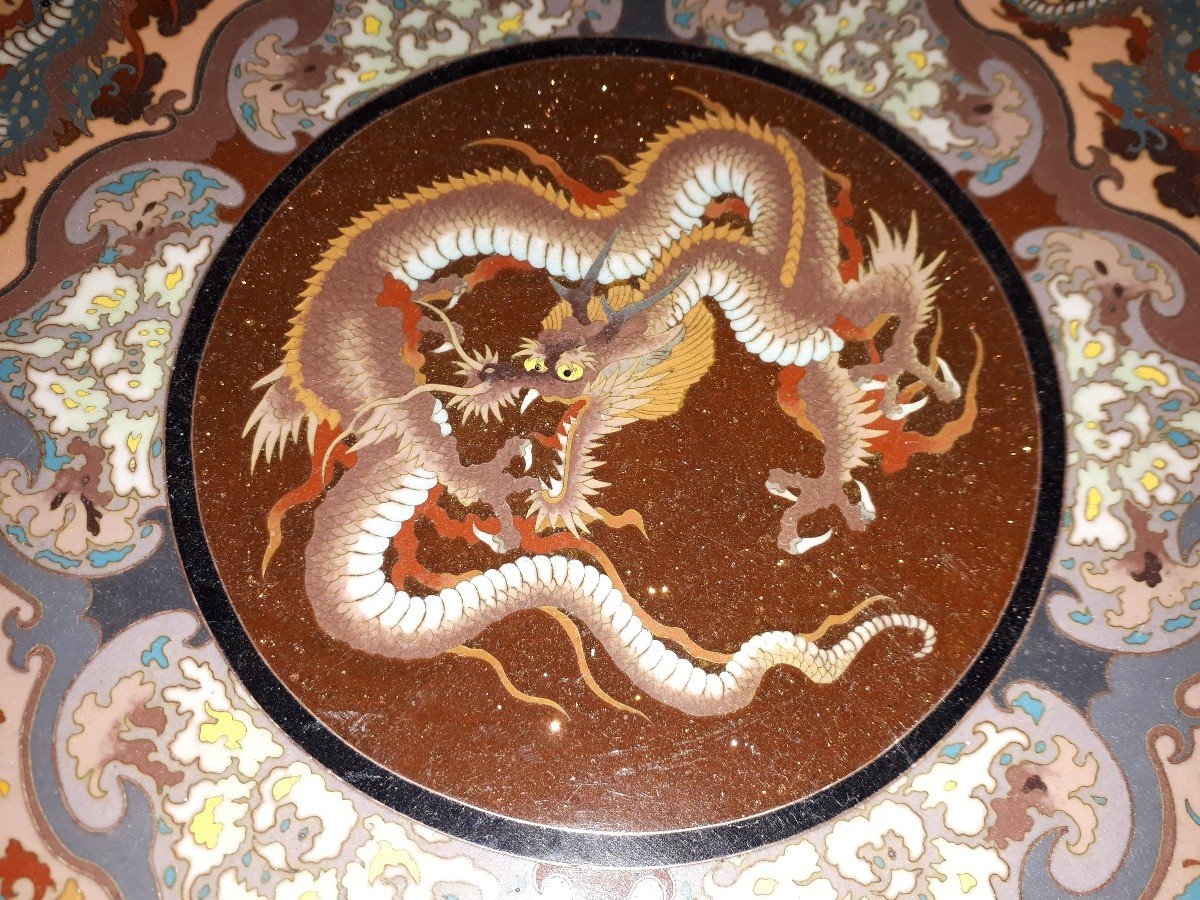 Pair Of Japanese Cloisonné Enamel Dishes, Japan Meiji Era-photo-1