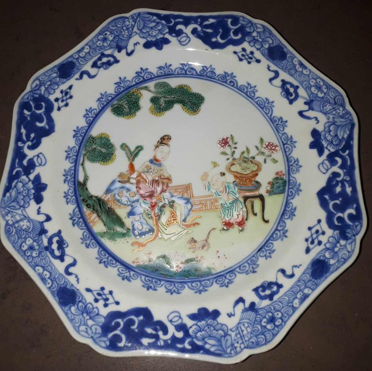 Pair Of Chinese Famille Rose Plates, China, Qianlong Period-photo-2