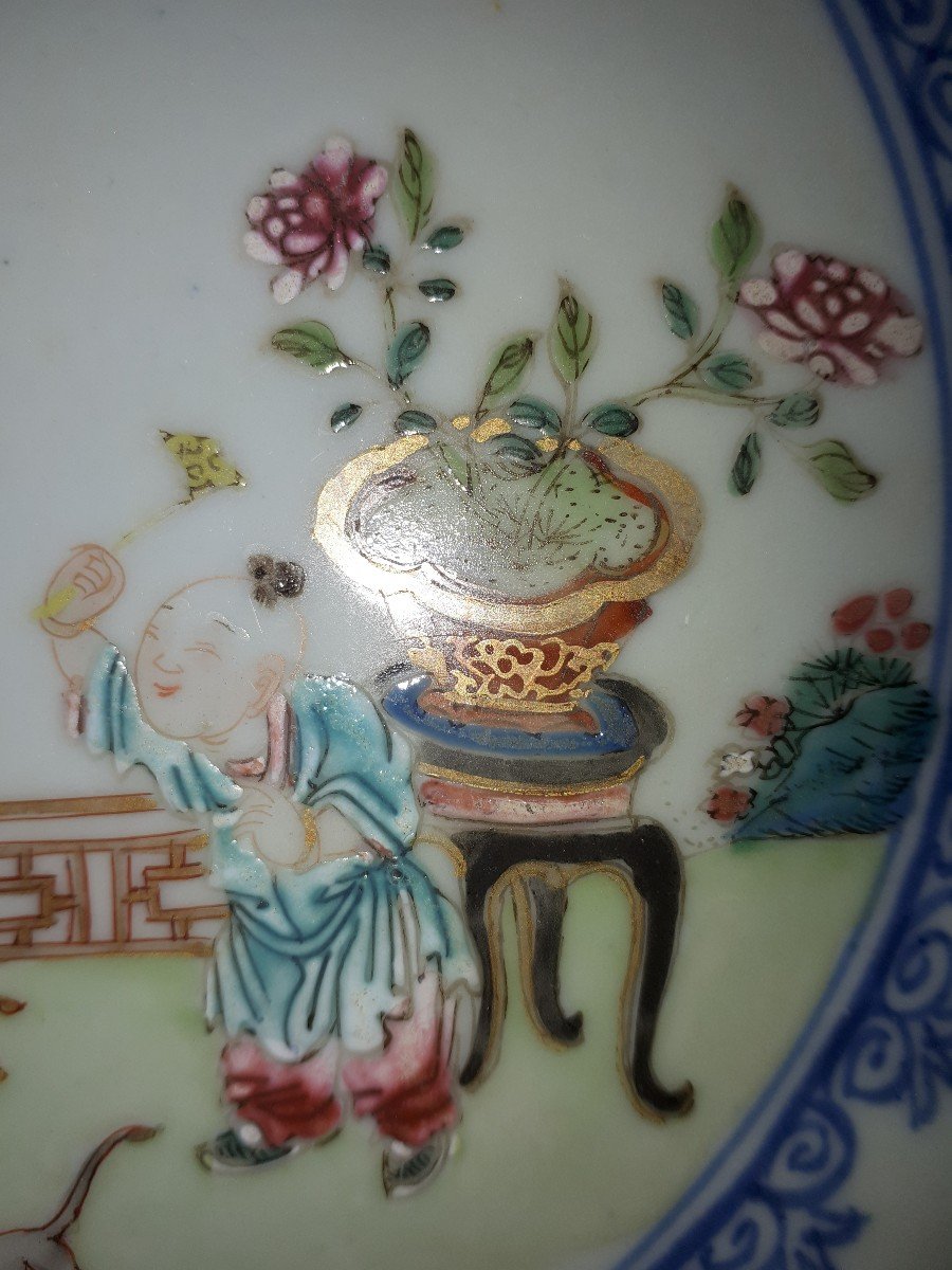 Pair Of Chinese Famille Rose Plates, China, Qianlong Period-photo-1