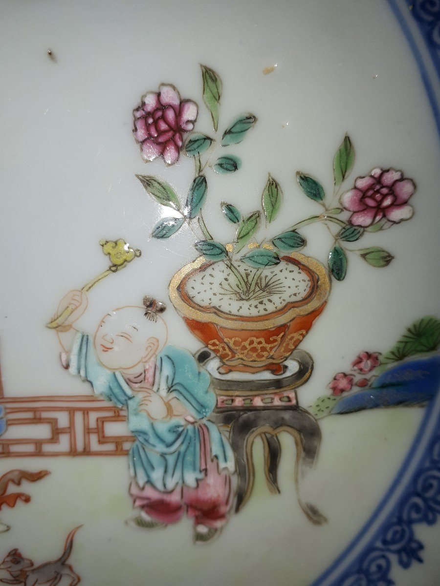 Pair Of Chinese Famille Rose Plates, China, Qianlong Period-photo-4